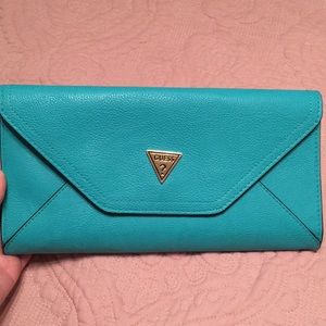 Guess turquoise clutch